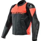 Dainese Racing 4, Lederjacke perforiert - Schwarz/Neon-Rot - 56