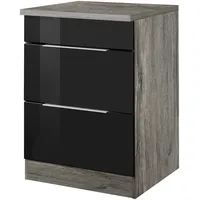 kochstation Kochfeldumbauschrank KS-Brindisi 60 x 60 x 85 cm Schwarz
