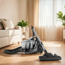 TecTake GmbH Staubsauger VC900, 900 W, beutellos, Hartboden und Teppich - schwarz/grau