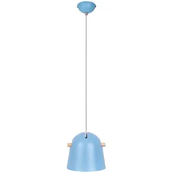 Hängelampe Pendelleuchte Esszimmerleuchte holzoptik Metall blau E27 Retro Küche