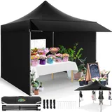 COBIZI Pavillon 3x3 Wasserdicht Stabil Winterfest mit Markisen und Seitenwänden, Faltpavillon 3x3 UV Schutz 50+ Popup Pavillon Faltbar Partyzelt für Garten, Camping and Market, Schwarz