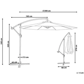 Beliani Ampelschirm Beige Polyester Rund 300 cm Kreuzfuß Terrasse Garten