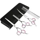Crezuo 4-teiliges Hundepflege-set, Schermaschinen-set Für Haustiere, Gerade Und Gerade Klingen