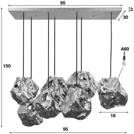 KAWOLA EDESSA 7-flg. E27 60 cm Glas silber