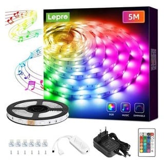 Lepro LED-Streifen innen, RGB, dimmbar, mit Fernbedienung, Länge: 5 m