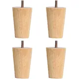 moaupr 4 Stück Holz Tischbeine Massivholz Konisch Ersatz Möbelfüße Gerader Kegel Möbelbeine für Sofa Bett Schrank M10 Gewinde Ersatz für Schrank Bett Füße 10cm
