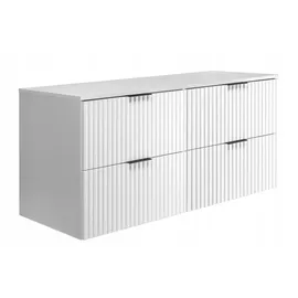 Rodan Waschbeckenunterschrank mit Arbeitsplatte – Weiß Waschbeckenunterschrank Schubladen Soft-Close – Hängender Badezimmer Unterschrank – 46 x 120 x 57 cm – Badezimmermöbel Modern & robust