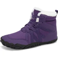 Mishansha Winter Barfußschuhe Herren Damen Warm Gefüttert Winterstiefel Bequem rutschfest Winterschuhe, Violett 39 - 39 EU