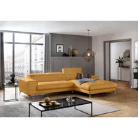 W.Schillig Ecksofa »piedroo, Designsofa mit tollem Sitzkomfort, bequem und elegant, L-Form«, Kopfteilverstellung, wahlweise mit Sitztiefenverstellung, Breite 303cm gelb