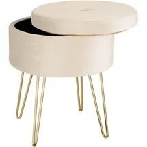 Tectake Sitzhocker Ava gepolstert in Samtoptik 37,5 x 44,5 x 37,5 cm Beige