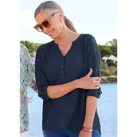 GOLDNER Elegante Viskosebluse mit V-Ausschnitt Blau 38