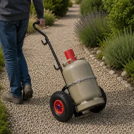 Relaxdays Transportwagen für Gasflaschen 3/5 kg Rot/Schwarz