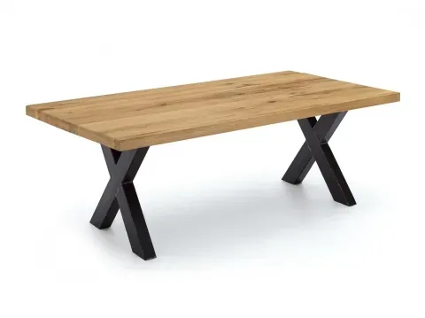 Niehoff Choice Tisch  220x100cm Balkeneiche natur, Kreuzgestell schwarz