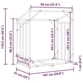 vidaXL Kaminholzregal Verzinkter Stahl 101 x 61 x 110,5 cm Schwarz