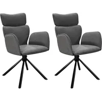 ByLIVING Esszimmerstuhl 2er Set, Webstoff anthrazit, Gestell schwarz
