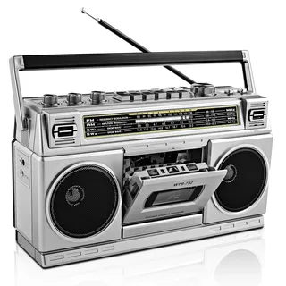 Retro-Classic-Portable-Boombox im 80er-Jahre-Stil, Kassettenspieler mit AM/FM/SW Radio, Bluetooth, USB, Kopfhöreranschluss, 24W Dual Full-Range High-Bass-Lautsprechern
