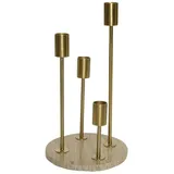 MARELIDA Stabkerzenhalter Kerzenständer Marmor Kerzenhalter Advent Weihanchten gold beige