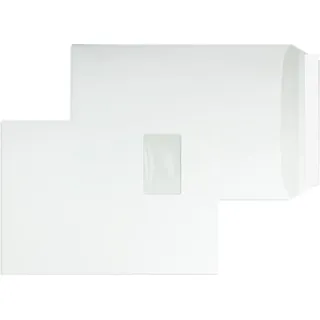Blanke Briefhüllen Blanke Versandtaschen Weiß 229x324 mm DIN C4, mit Fenster, haftklebend, aus Papier, 250 Stück,