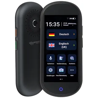 simvalley MOBILE Reiseübersetzer: Mobiler Echtzeit-Sprachübersetzer, 106 Sprachen, Touchscreen, 4G, WLAN (Sprachcomputer, Taschen Übersetzer, Mikrofon)