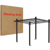 Yuntrav Lagerregal Metall,Metallregal klein,Stapelregal verstellbar, stapelbar & erweiterbar aufstellregal, Klein Lagerung Regal Einheit, Kabinett Organizer Regal(38 x 35CM Black-1 Tier)