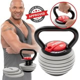 Miweba Sports Kettlebell Kettlebell KB300, verstellbare Hantel - 3,4-18 kg - 6 Gewichtscheiben, (2x 2,1 kg - 2x 2,5 kg - 2x 2,7 kg, Anti-Rutsch-Griff, Kraftraining, Kugelgewicht, Kettle Bell), Profi Fitness Sport Schwunghantel Hantel Kugelhantel Gewichte grau