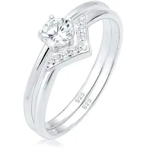 Elli Ring Damen Set, Solitär Dreieck Zirkonia Edel in 925 Sterling Silber