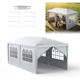 FIVMEN Garten Pavillon 3x6 m mit 6 Seitenteilen, Wasserdichtes Partyzelt, Stabiler Stahlrahmen, Sonnenschutz & Wetterfest, Oxford-Gewebe, Gartenpav... - Grau