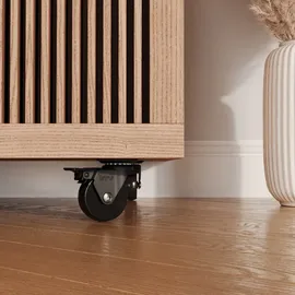 MS Beschläge 4er Set kugelgelagert Design-Möbelrolle Schwarz 75mm mit Feststellbremse