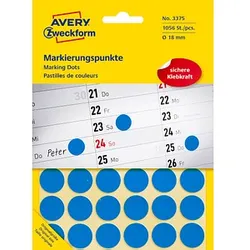 AVERY Zweckform Klebepunkte 3375 blau Ø 18,0 mm, 1.056 St.