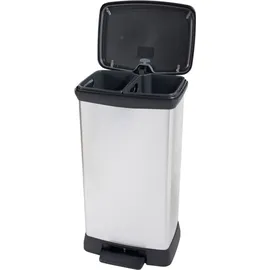 Curver Duo 23+23L Abfallbehälter mit Pedal - Silber