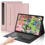 IVEOPPE Samsung Tab S9 Ultra 14.6" Hülle mit Tastatur 2023, Tastatur für Galaxy Tab S9 Ultra, Magnetisch Abnehmbarer Tastatur Samsung S9 Ultra mit QWERTZ Layout Pencil Halter, Rosa