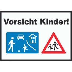 Vorsicht Kinder Spielstrasse Schild A3 (297x420mm)