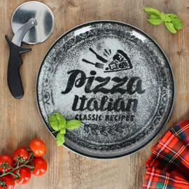 Mambocat 2er Set Pizzateller rot & schwarz 31cm Ø 1x ZREC02 & 1x ZREC04