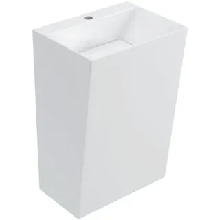 doporro Freistehendes Standwaschbecken Bth: 60x45x90cm Colossum40 Weiß Aus Gussmarmor Waschtisch Waschplatz Standsäule - Glänzend Weiß - Doporro