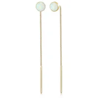 Elli Paar Ohrhänger »Hänger Opal Trend Durchziehen Minimal 925 Silber«, 31599231-0 Gold + weiß mit Steinen