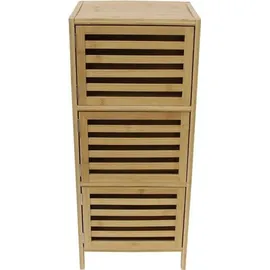 Dekoleidenschaft Beistellschrank Luftig aus Bambus, natur, 3 Türen, 77 cm hoch, schmale Kommode, Schrank, Flurkommode