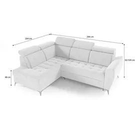 beautysofa Ecksofa AURORA II L-Form Ottomane links, mit Schlaffunktion & Bettkasten, Beige - Beige
