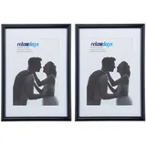 Relaxdays Bilderrahmen 2er Set, 13x18 cm, Passepartout 9x13 cm, Glasscheibe, Fotorahmen zum Stellen & Hinhängen, schwarz