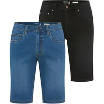 Arizona Jeansshorts "Doppelpack Denimshorts", Herren, Gr. 36, N-Gr, blau used, schwarz, Denim/Jeans, Obermaterial: 82% Baumwolle, 17% Polyester, 1% Elasthan, unifarben, regular fit kniefrei, Jeans Jeansshorts, Regular-Fit, gerade geschnittenes Bein
