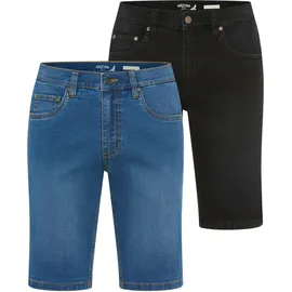 Arizona Jeansshorts "Doppelpack Denimshorts", Herren, Gr. 36, N-Gr, blau used, schwarz, Denim/Jeans, Obermaterial: 82% Baumwolle, 17% Polyester, 1% Elasthan, unifarben, regular fit kniefrei, Jeans Jeansshorts, Regular-Fit, gerade geschnittenes Bein