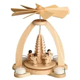 Tischpyramide - Teelichtpyramide mit Engel Natur und Spanbaum - Original Erzgebirge® #1830