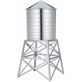 Alessi Water Tower Behälter - Edelstahl 18/10 glänzend poliert mit Aufsatz., 12,00 x 12,00 x 27,00 cm, Silber