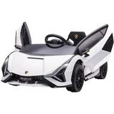 Homcom Kinderfahrzeug 2 Fahrmodi SIAN SUV-Auto-Spielzeug Elektroauto mit Fernbedienung extra breiten Reifen Musik(MP3/USB) Licht 3–5 Jahre PP Metall Weiß 108 x 62 x 40 cm