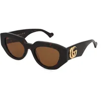 GUCCI GG1421S Damen-Sonnenbrille Vollrand Achteckig Recycled Acetat-Gestell, Havanna