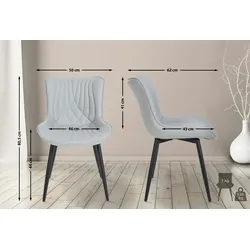 DELUKE® 2er Set Stühle KELCE Kunstleder - 80,5x50x62cm, grau, Kunstleder Metall Gestell Stühle EsszimmerstühleEsstisch Stühle Küchenstuhl