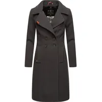 Navahoo Damen Mantel in Wollmantel-Optik langer Trenchcoat mit Reverskragen Wooly Anthrazit Gr. S - S