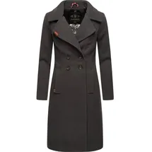 Navahoo Damen Mantel in Wollmantel-Optik langer Trenchcoat mit Reverskragen Wooly Anthrazit Gr. S - S