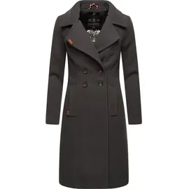 Navahoo Damen Mantel in Wollmantel-Optik langer Trenchcoat mit Reverskragen Wooly Anthrazit Gr. S - S