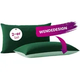 Wometo Kissenbezug Wende-Design 40 x 80 cm Grün