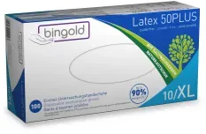 BINGOLD Latex 50PLUS Einweghandschuhe, natur 604220 , 1 Palette = 700 Packungen à 100 Stück, Größe XL